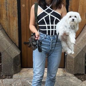 Karen Millen - Bandage Knit Contrast Cross Front Top